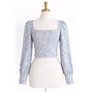 Y2K Coquette Floral Top Womens Size XS Boho Cottagecore Milkmaid Romantic 90s